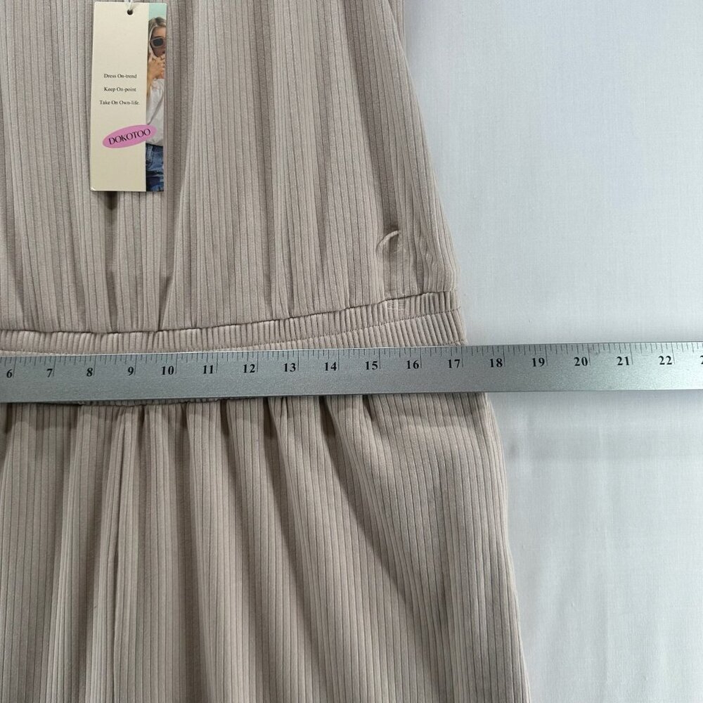 DOKOTOO Jumpsuit Size XL Ribbed Sleeveless Popover Tapered Cropped Beige - Picture 10 of 13